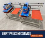 Two Side-To-Side Hydraulic Heat Presses At Dtf Prints In Tampa, Shirt Pressing Service