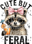 Cute But Feral Raccoon With Pink Bow And Sunglasses Drinking Cocktail 3 Feral Raccoon Dtf Transfer