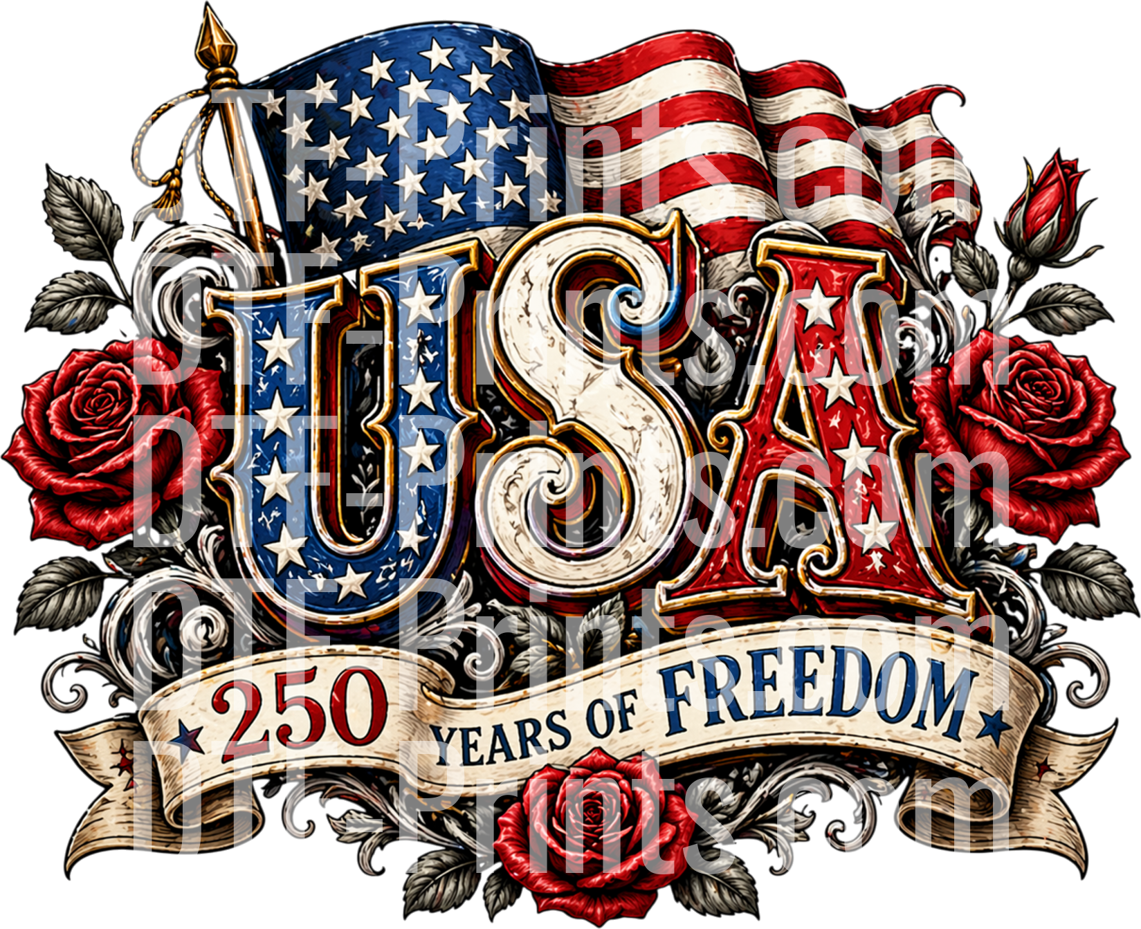 Usa 250 Years Of Freedom American Flag Vintage Patriotic Design With Red Roses 1 Watermark 515Ec7E3 4540 48C7 9B6A B4E9E955A7A6