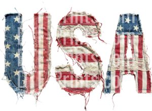 Distressed USA Flag Letters Patriotic Americana Design