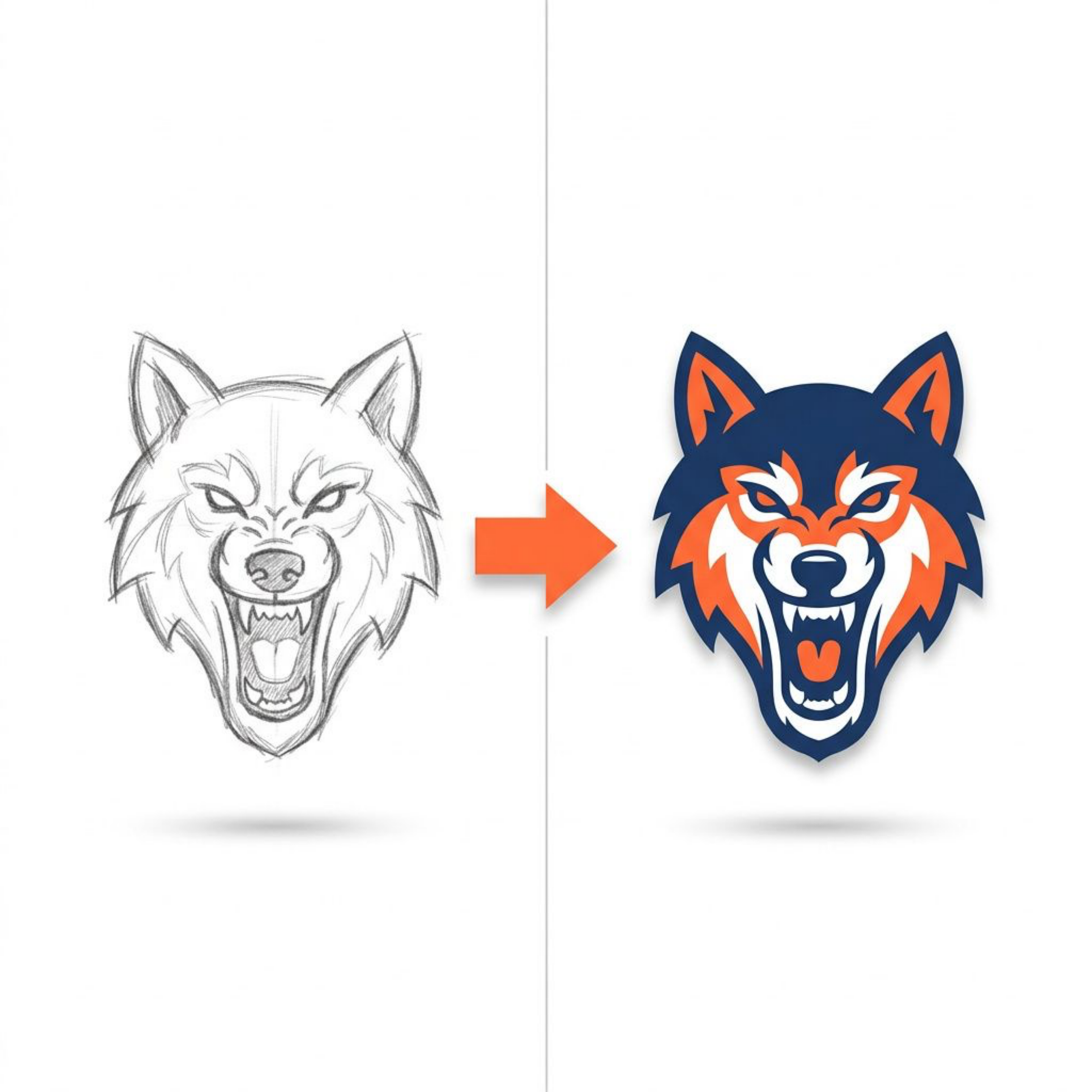 Hand-Drawn Wolf Sketch Converted Into Clean Vector Art Logo